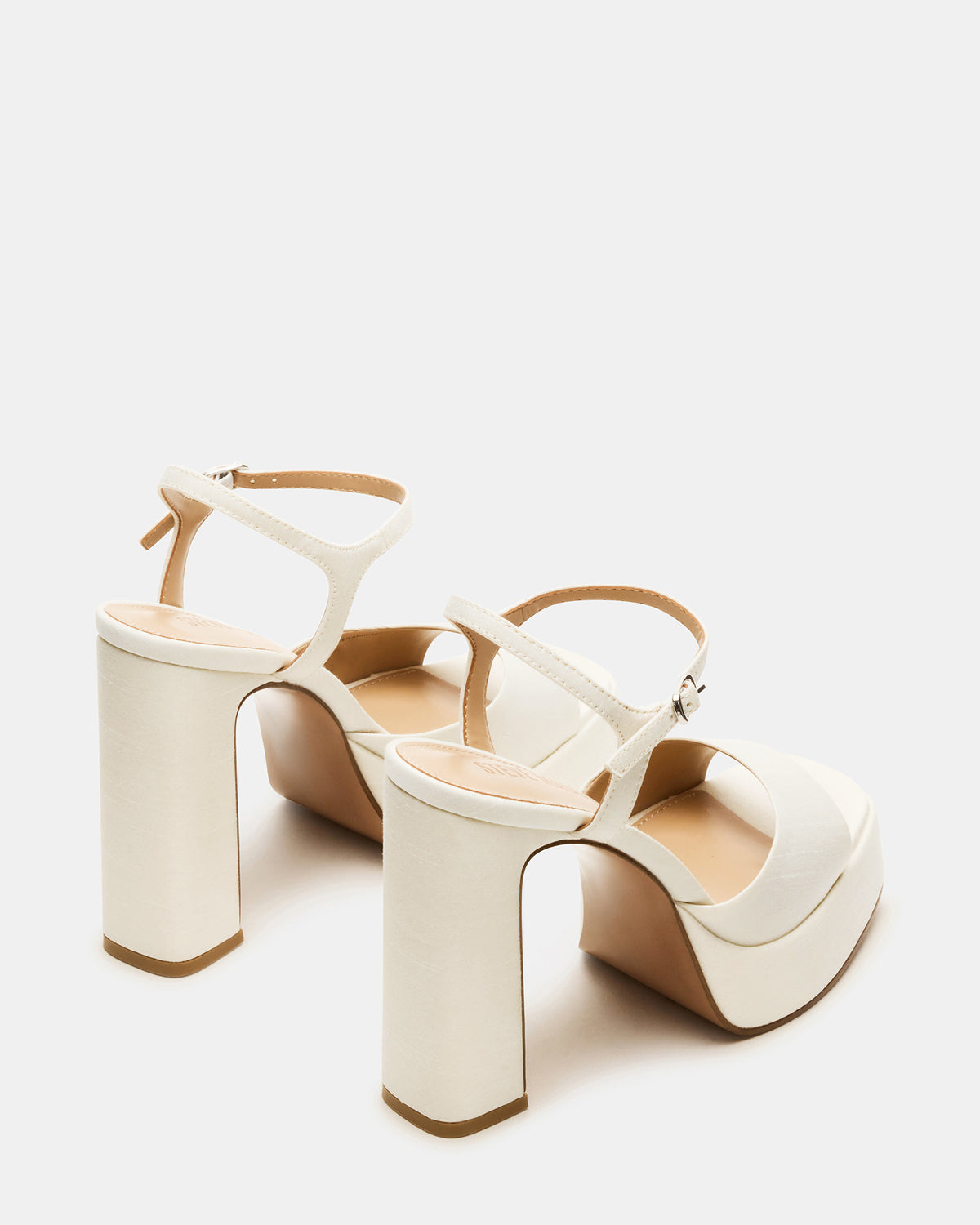LINADRA Ivory Satin Women's Platform Square-Toe Strappy Heel | Steve Madden for Sale