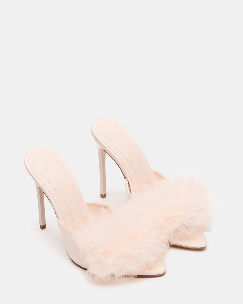 AFFINITY Tulle Light Pink Pointed-Toe Stiletto Mule Women's Heel | Steve Madden US