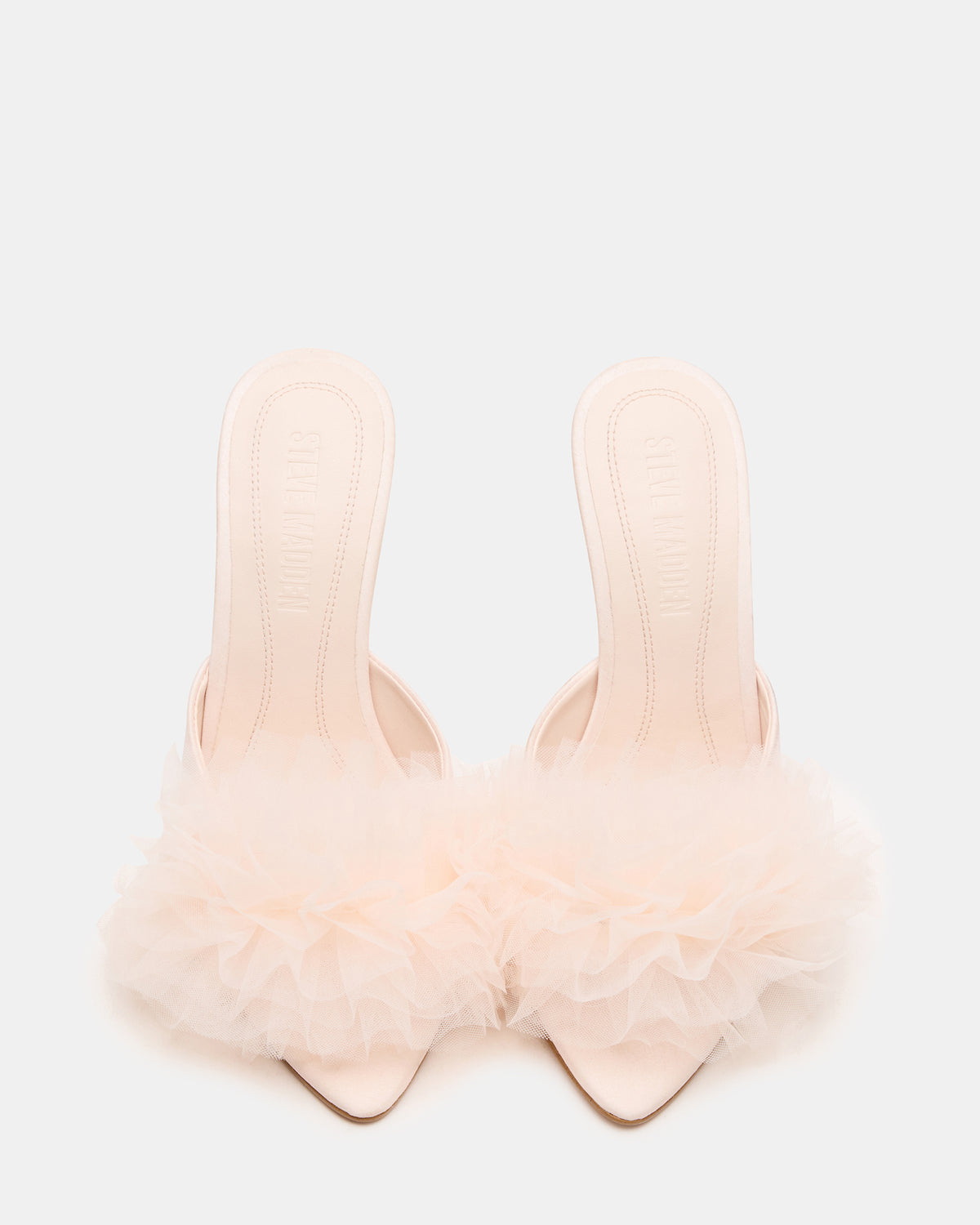 AFFINITY Tulle Light Pink Pointed-Toe Stiletto Mule Women's Heel | Steve Madden US