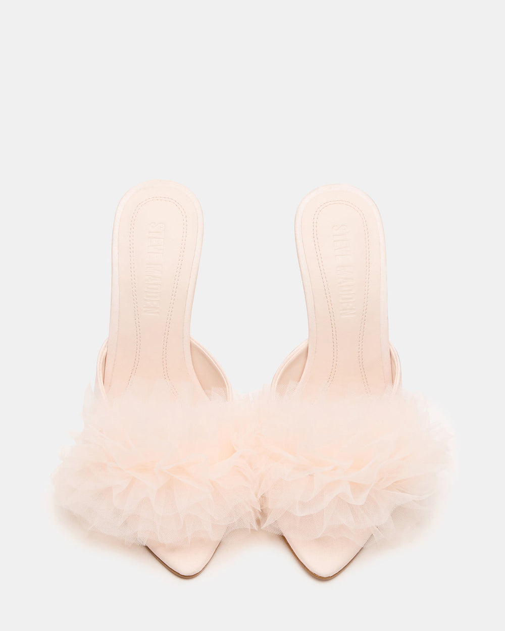 AFFINITY Tulle Light Pink Pointed-Toe Stiletto Mule Women's Heel | Steve Madden US