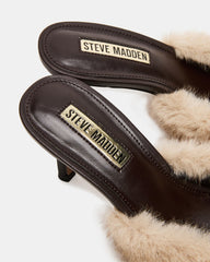 ALEXI Faux Fur Tan Pointed-Toe Mule Women's Heel | Steve Madden Sale