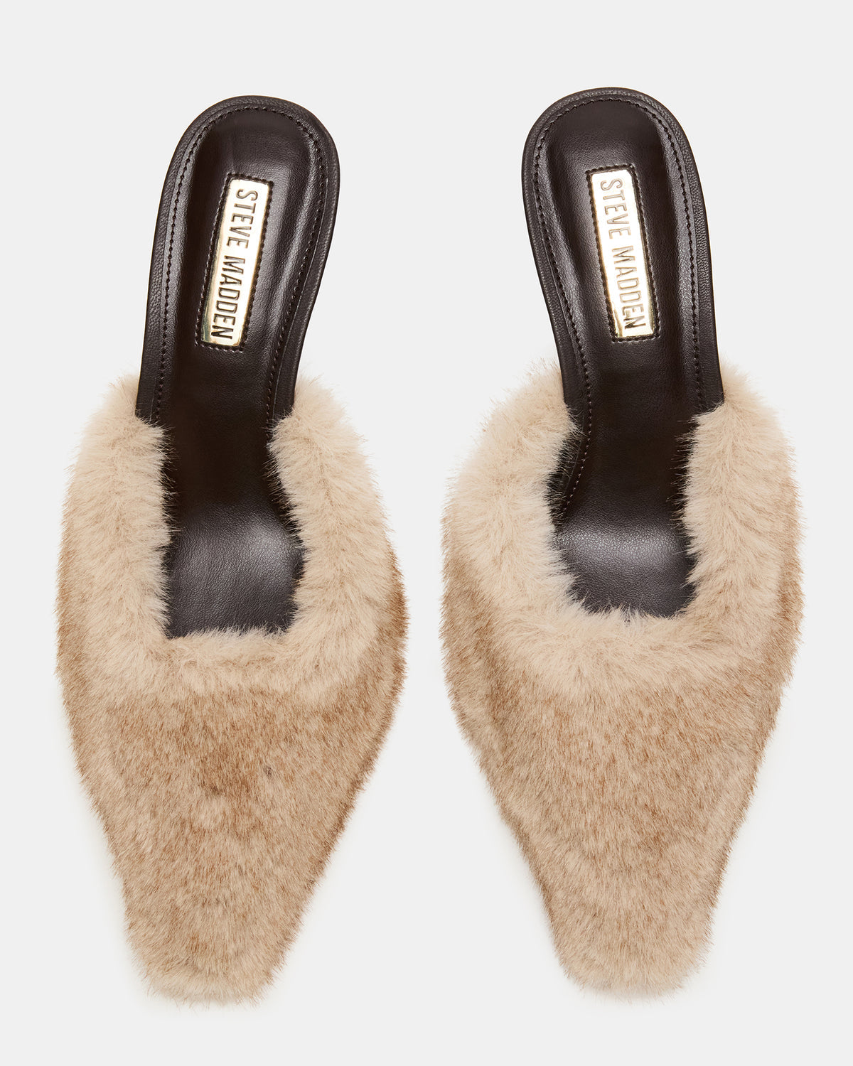 ALEXI Faux Fur Tan Pointed-Toe Mule Women's Heel | Steve Madden Sale