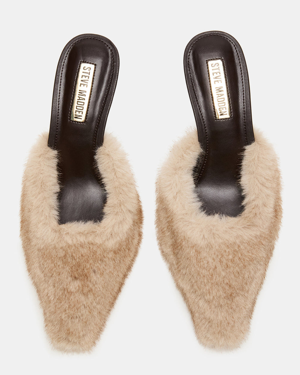 ALEXI Faux Fur Tan Pointed-Toe Mule Women's Heel | Steve Madden Sale