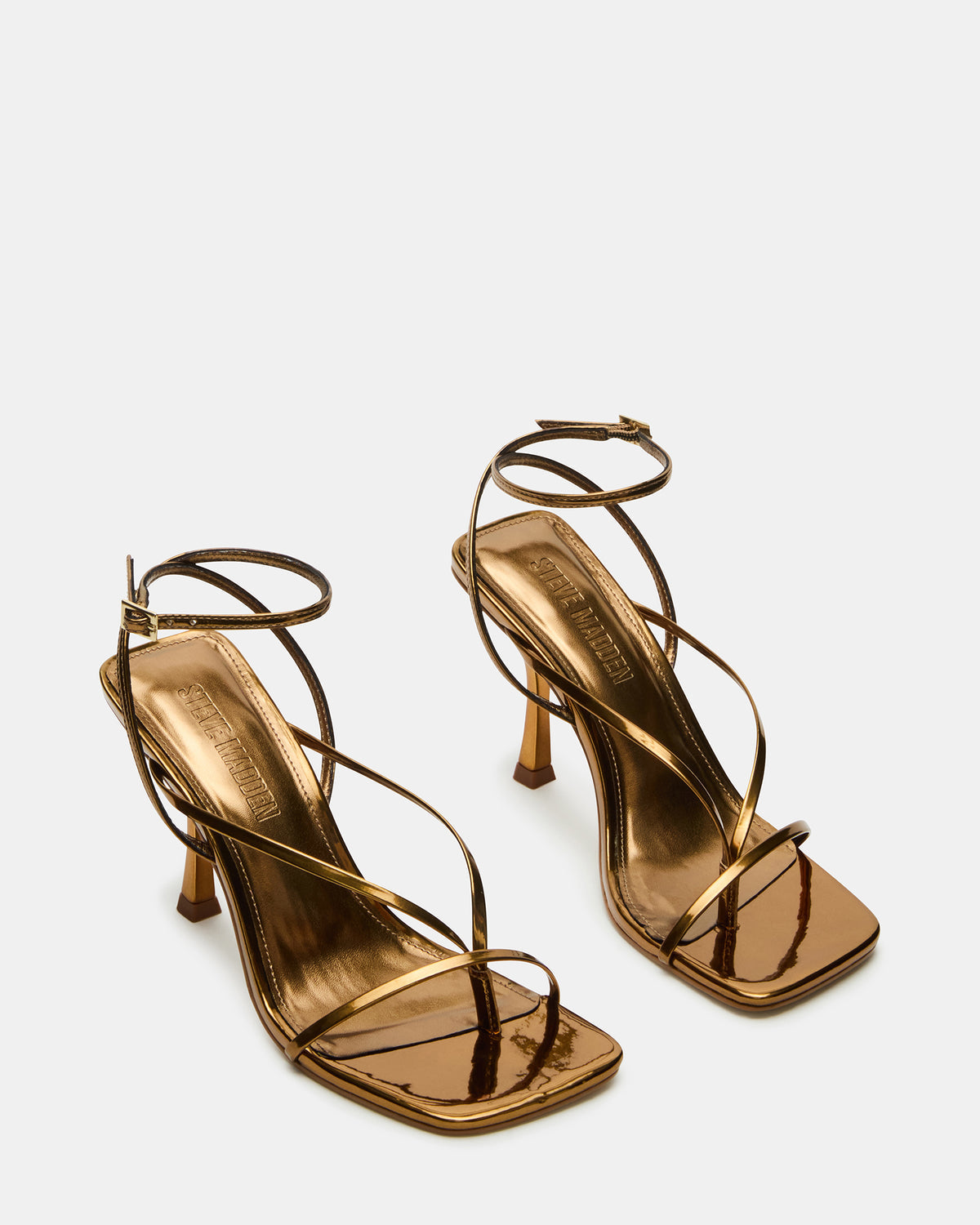 ANNIE Bronze Women's Strappy Square Toe Heel | Steve Madden for Sale