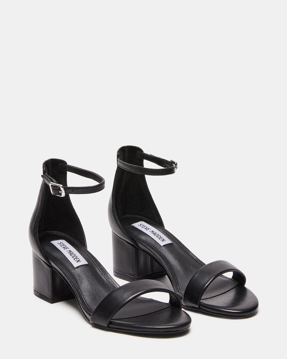 IRENEE Black Leather Women's 2 Inch Block Heel | Steve Madden discount