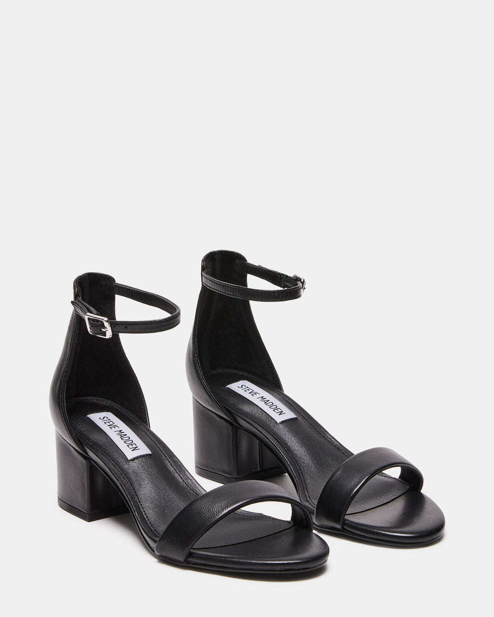 IRENEE Black Leather Women's 2 Inch Block Heel | Steve Madden discount