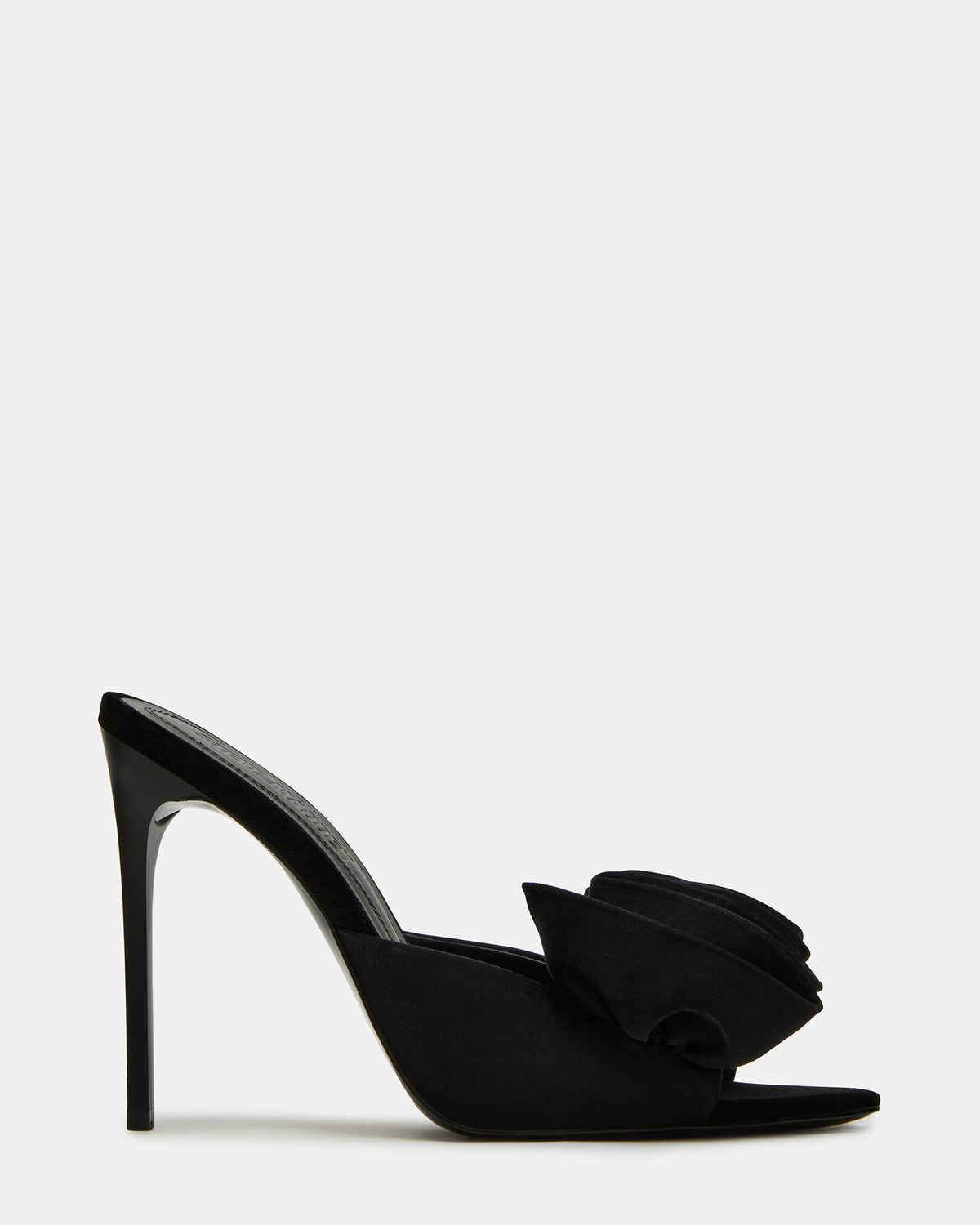 AFFINITY Black Satin Pointed-Toe Stiletto Mule Women's Heel | Steve Madden outlet