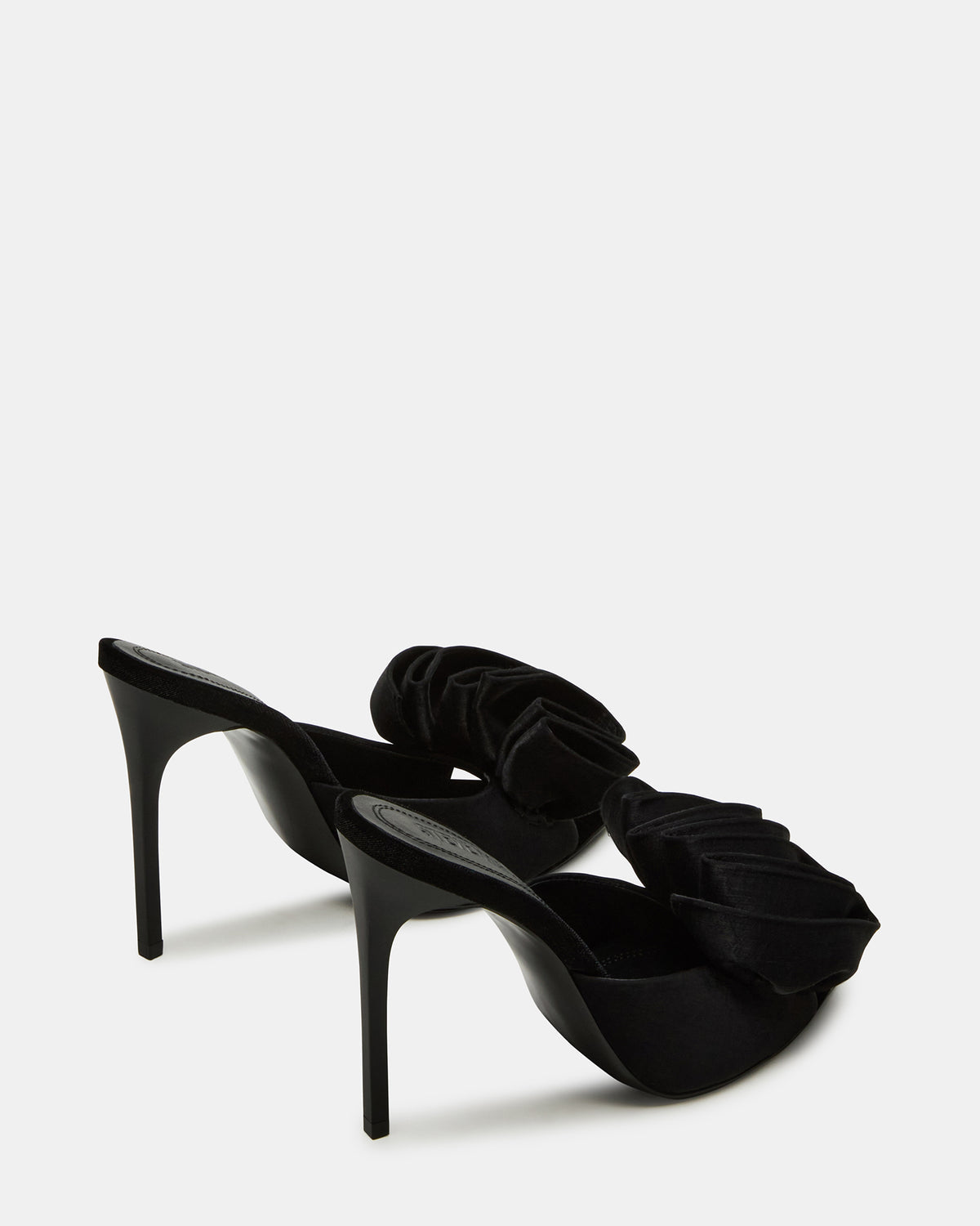 AFFINITY Black Satin Pointed-Toe Stiletto Mule Women's Heel | Steve Madden outlet