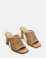 FRESCA Natural Woven Square-Toe Mule Women's Heel | Steve Madden Sale