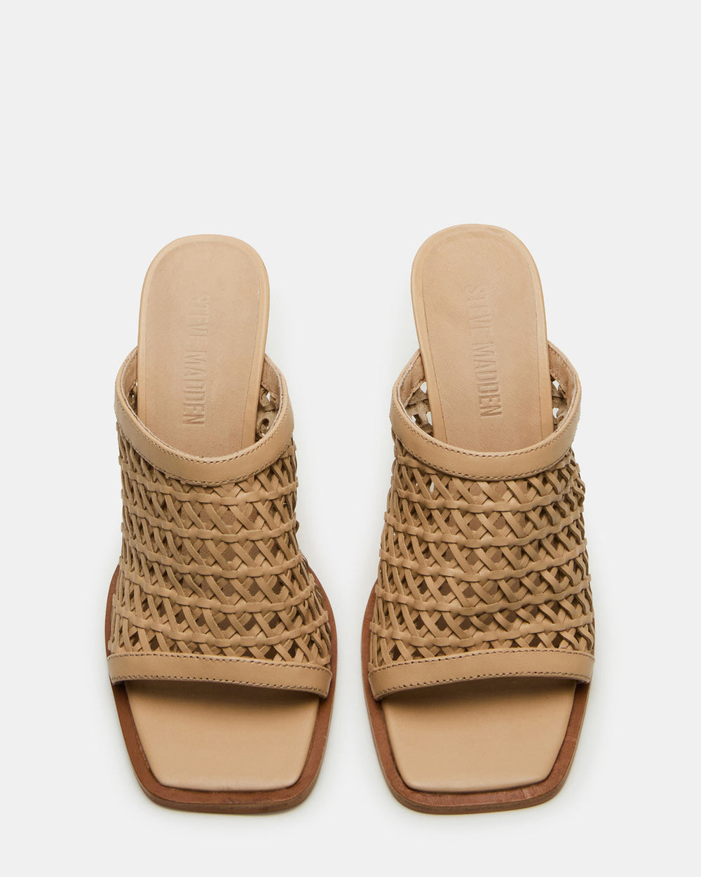 FRESCA Natural Woven Square-Toe Mule Women's Heel | Steve Madden Sale