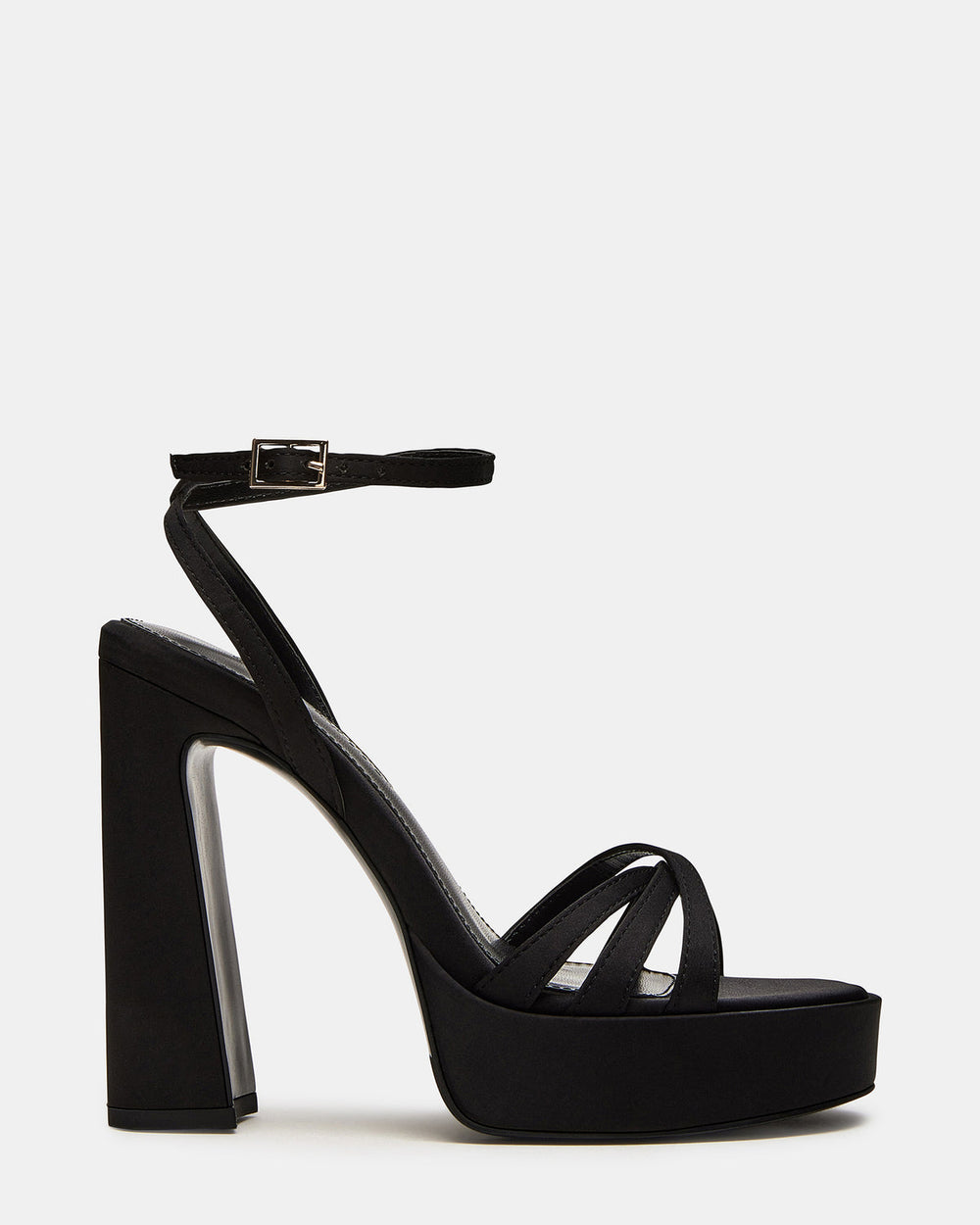 FLEET Black Strappy Platform Block Heel | Women's Heels | Steve Madden on Sale