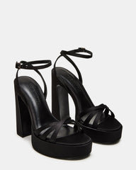 FLEET Black Strappy Platform Block Heel | Women's Heels | Steve Madden on Sale