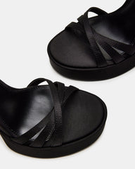 FLEET Black Strappy Platform Block Heel | Women's Heels | Steve Madden on Sale