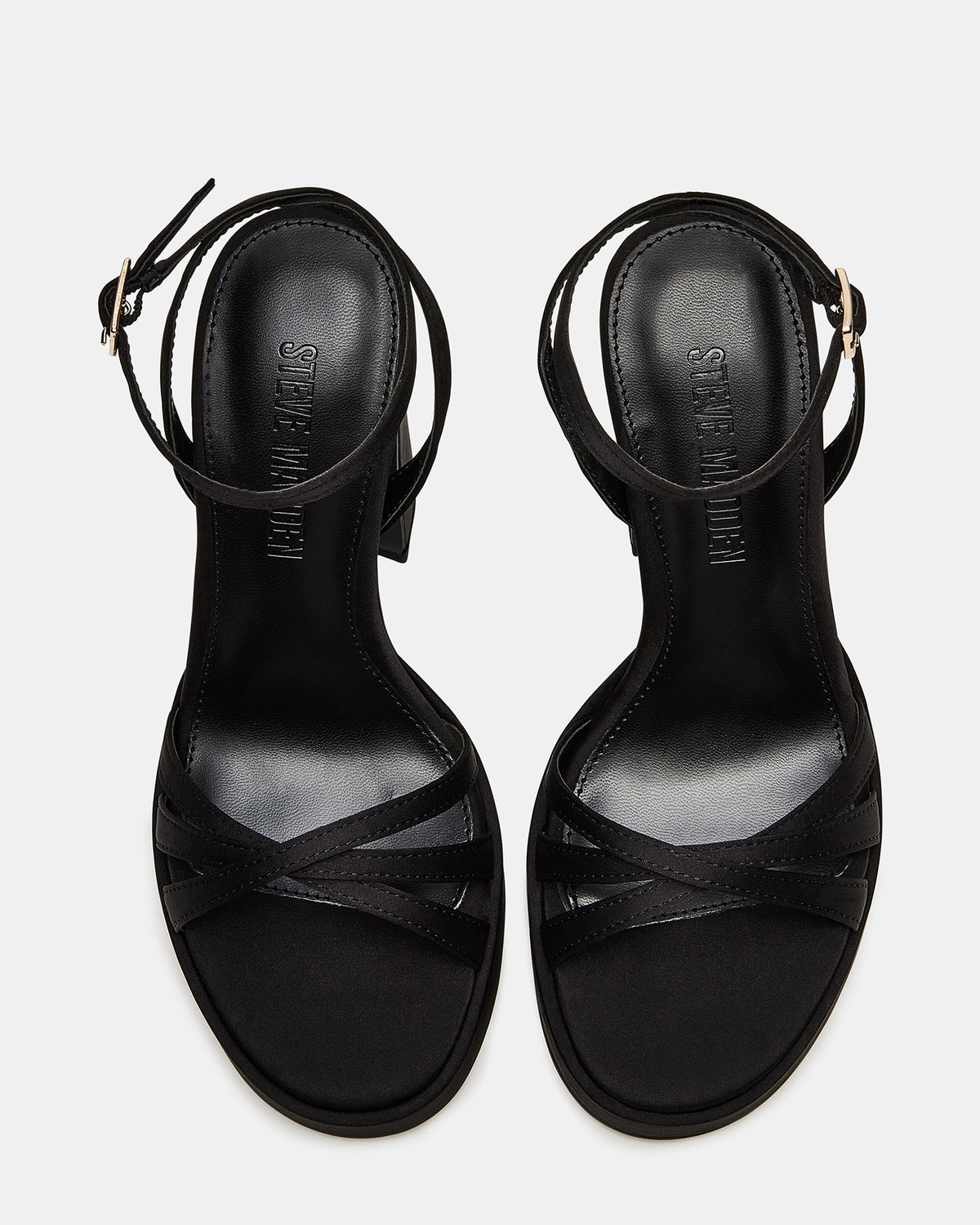 FLEET Black Strappy Platform Block Heel | Women's Heels | Steve Madden on Sale