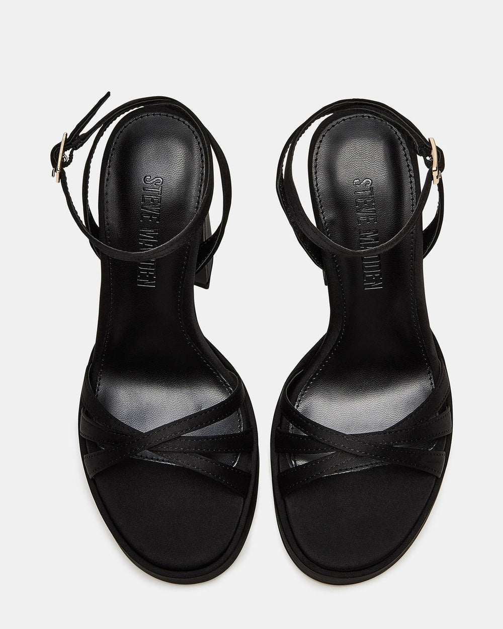 FLEET Black Strappy Platform Block Heel | Women's Heels | Steve Madden on Sale