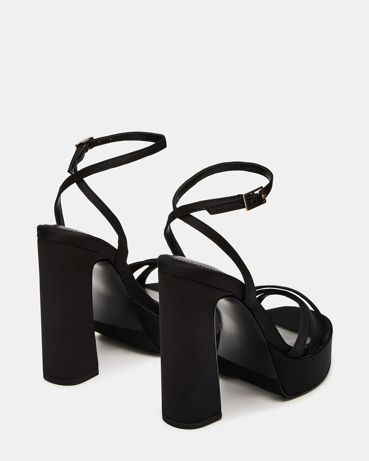 FLEET Black Strappy Platform Block Heel | Women's Heels | Steve Madden on Sale