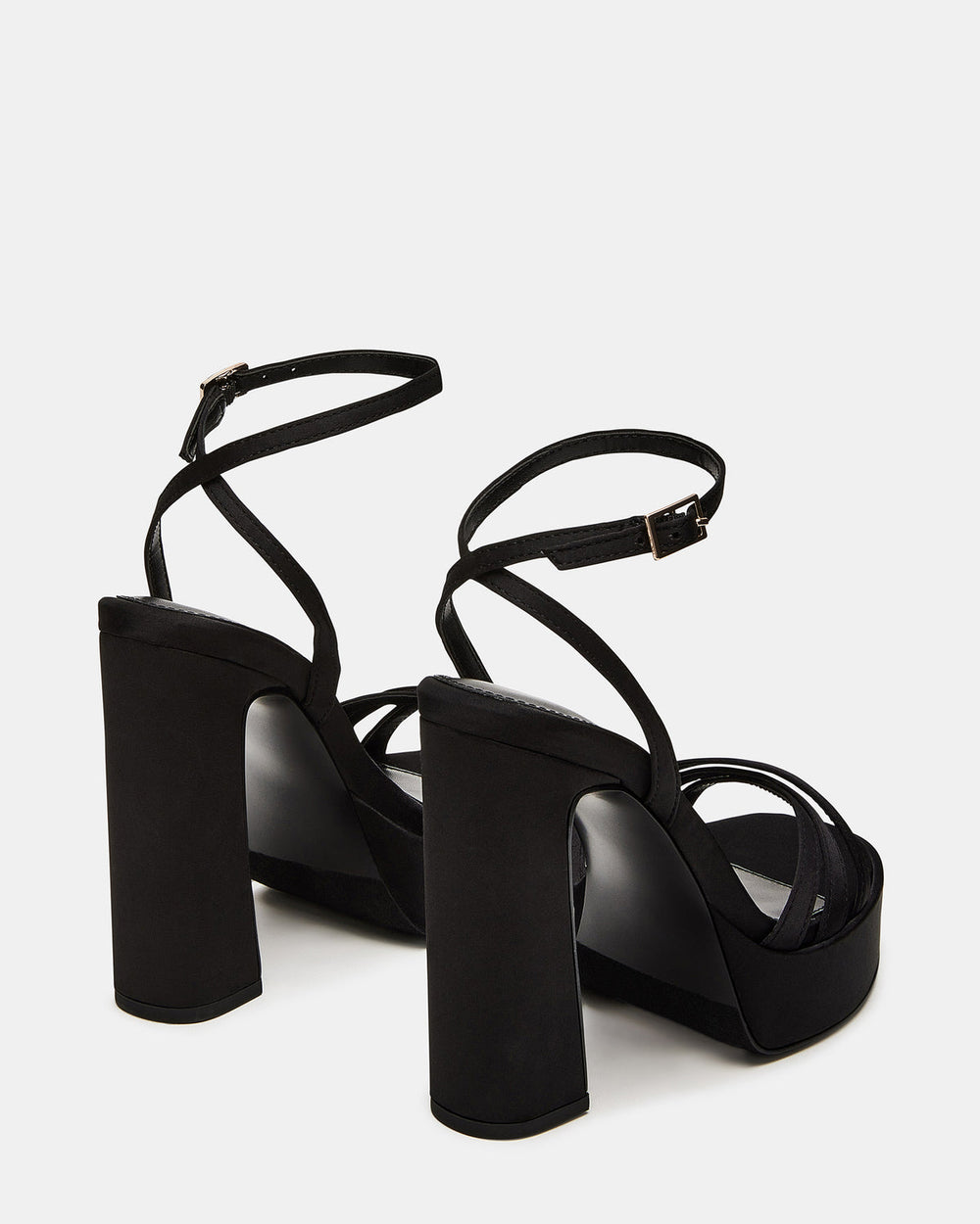 FLEET Black Strappy Platform Block Heel | Women's Heels | Steve Madden on Sale