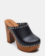 DUTCHESS Black Leather Women's Studded Platform Mule Clog Heel | Steve Madden near me