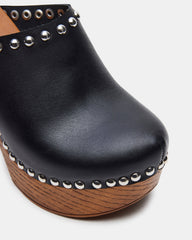 DUTCHESS Black Leather Women's Studded Platform Mule Clog Heel | Steve Madden near me