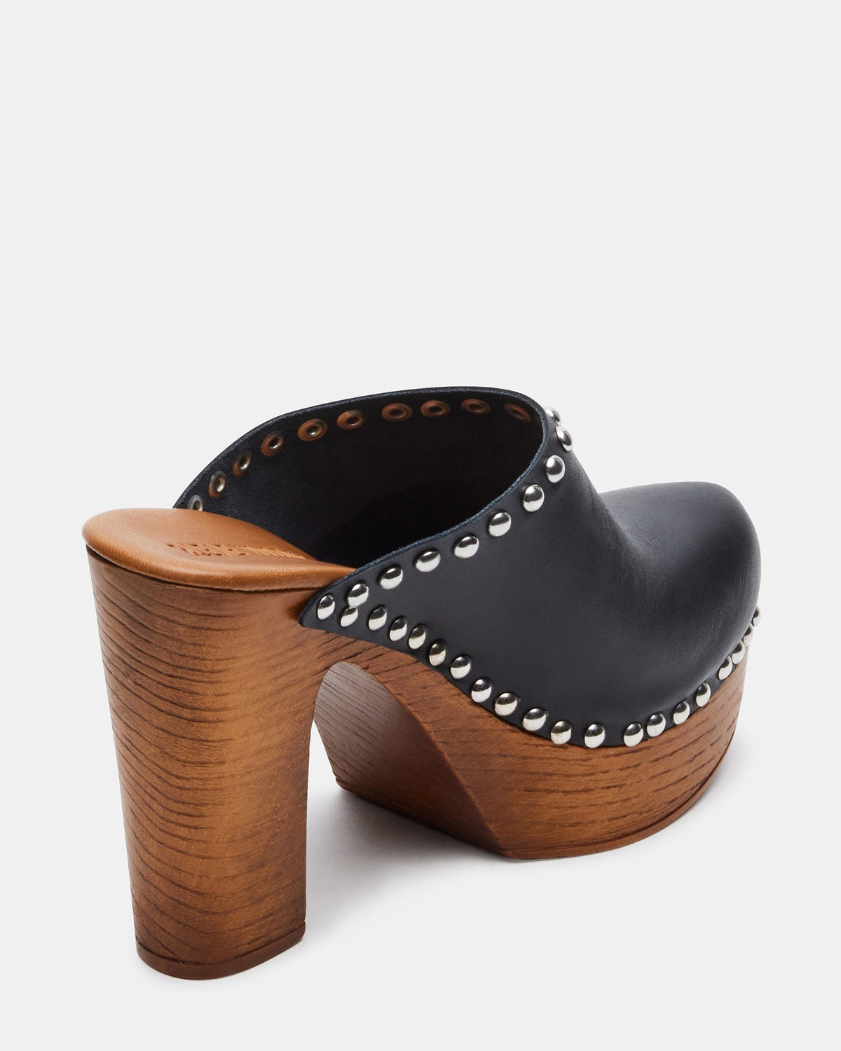 DUTCHESS Black Leather Women's Studded Platform Mule Clog Heel | Steve Madden near me