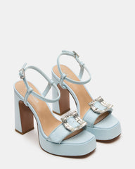 LIANDRA Buckle Blue Satin Women's Platform Square-Toe Strappy Heel | Steve Madden discount