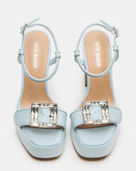 LIANDRA Buckle Blue Satin Women's Platform Square-Toe Strappy Heel | Steve Madden discount