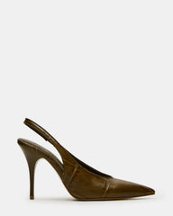 ANDROMEDA Green Crocodile Slingback Pointed-Toe Stiletto Pump Women's Heel | Steve Madden US