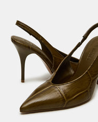 ANDROMEDA Green Crocodile Slingback Pointed-Toe Stiletto Pump Women's Heel | Steve Madden US