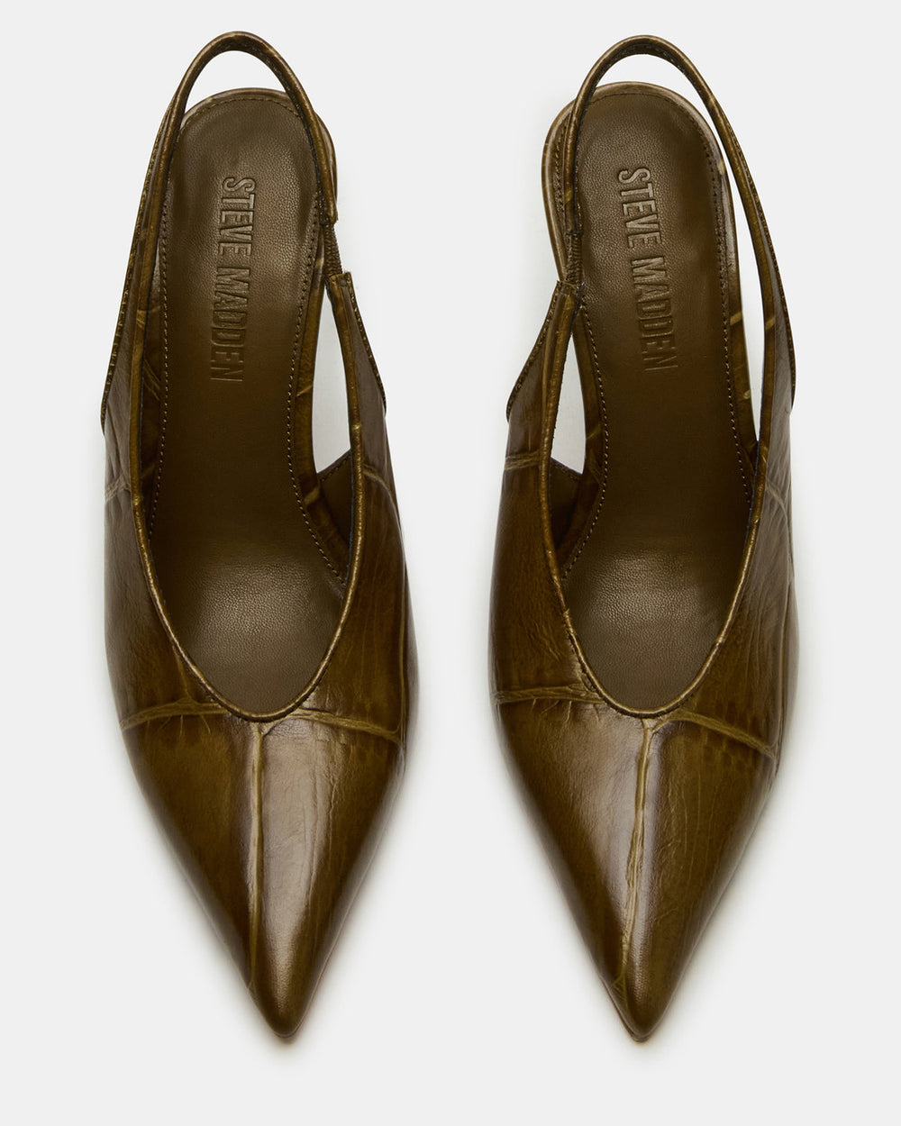 ANDROMEDA Green Crocodile Slingback Pointed-Toe Stiletto Pump Women's Heel | Steve Madden US