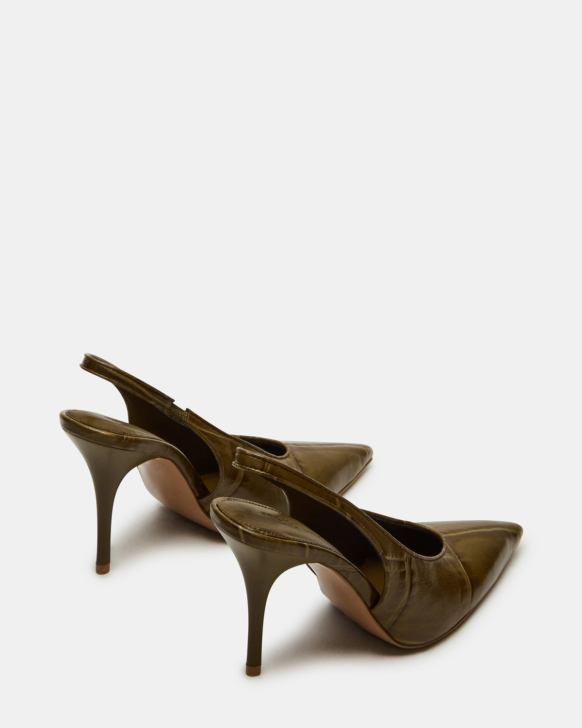 ANDROMEDA Green Crocodile Slingback Pointed-Toe Stiletto Pump Women's Heel | Steve Madden US