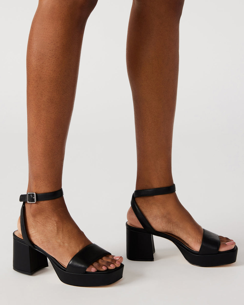 MERCERR Black Leather Women's Platform Block Heel | Steve Madden online