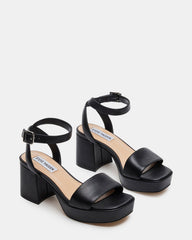 MERCERR Black Leather Women's Platform Block Heel | Steve Madden online