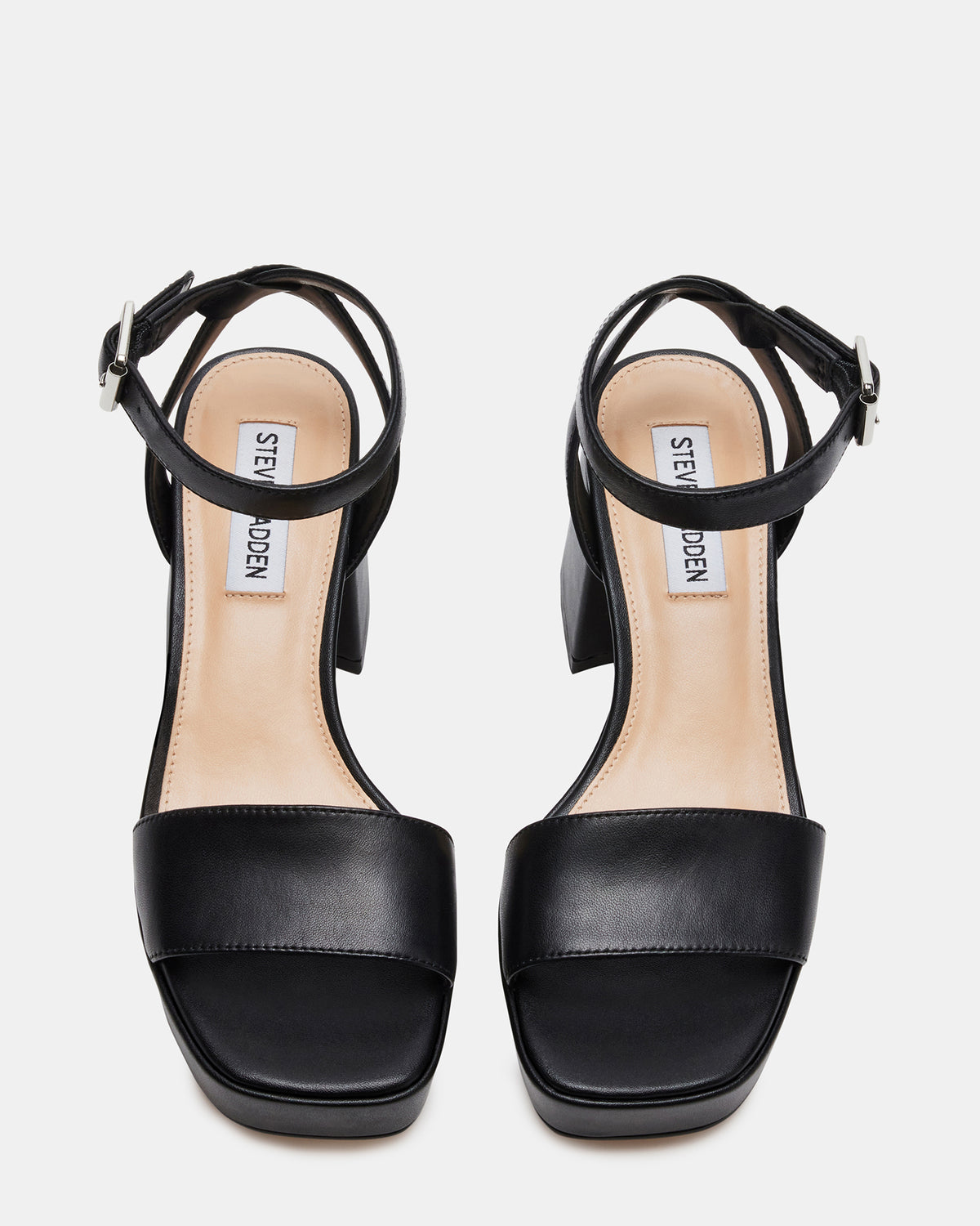 MERCERR Black Leather Women's Platform Block Heel | Steve Madden online