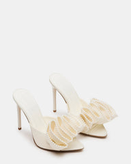 AFFINITY Pearl Ivory Satin Pointed-Toe Stiletto Mule Women's Heel | Steve Madden near me
