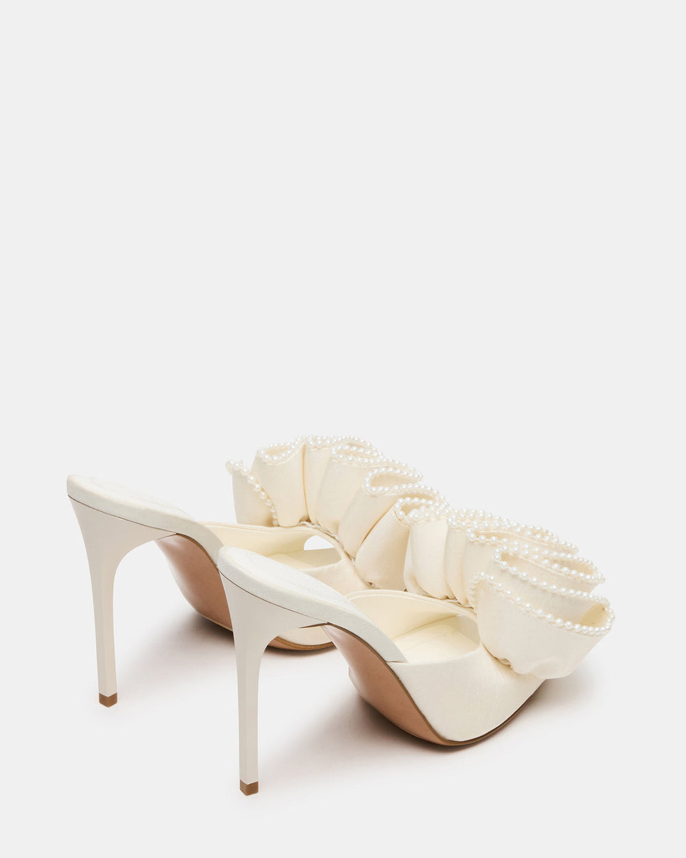 AFFINITY Pearl Ivory Satin Pointed-Toe Stiletto Mule Women's Heel | Steve Madden near me