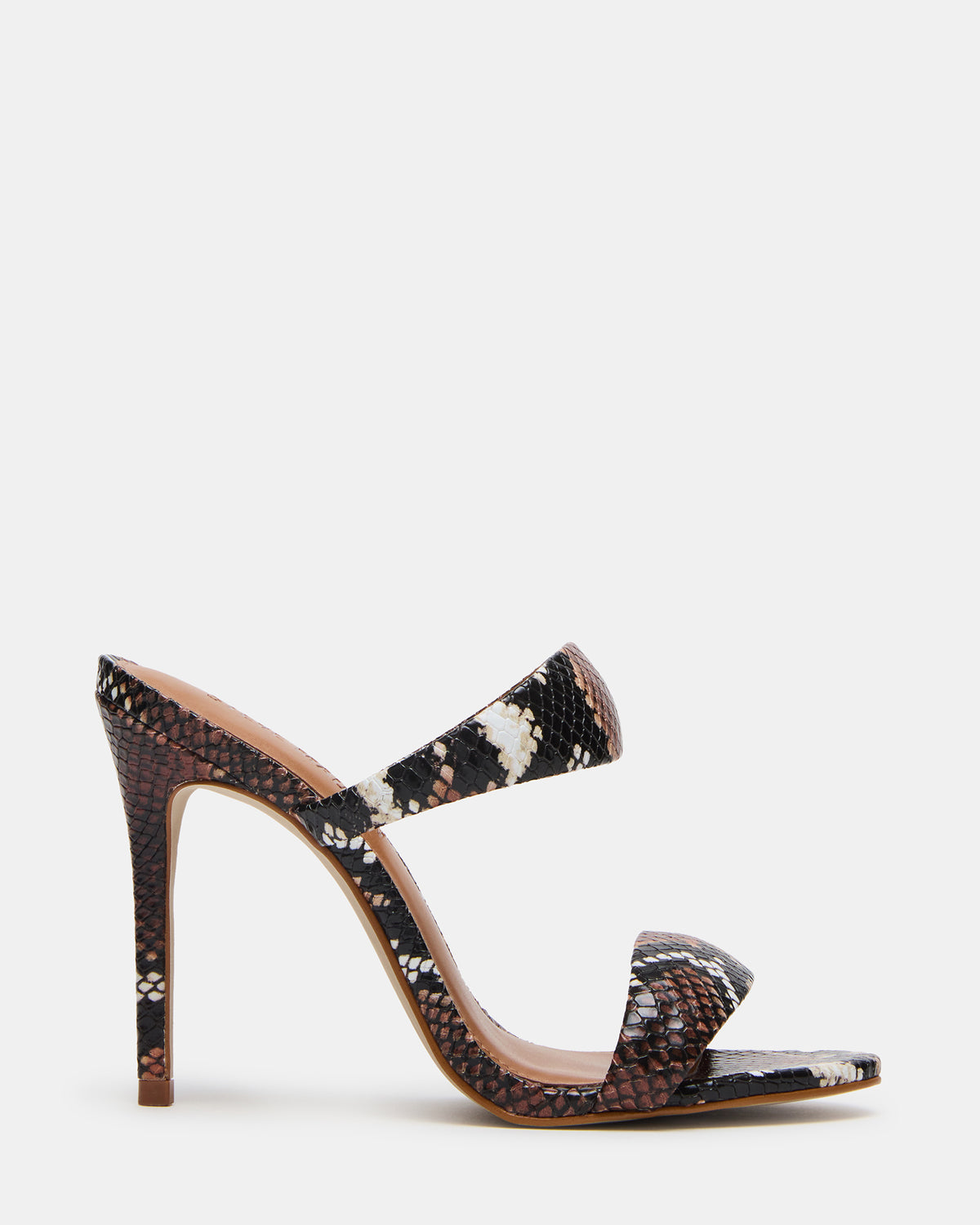 SATURN Brown Snake Stiletto Mule Women's Heel | Steve Madden online