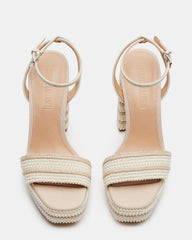 LUMARA Natural Raffia Pearl Platform Block Heel | Women's Heels | Steve Madden discount