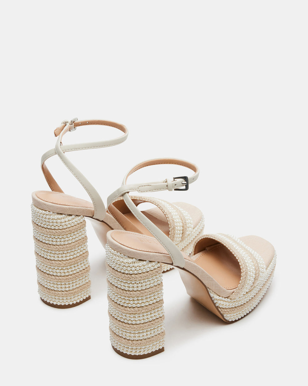 LUMARA Natural Raffia Pearl Platform Block Heel | Women's Heels | Steve Madden discount