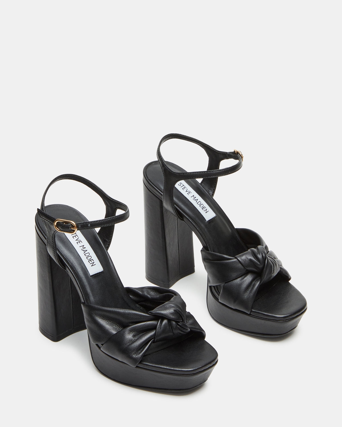 JOYRIDE Black Leather Platform Block Heel | Women's Heels | Steve Madden US
