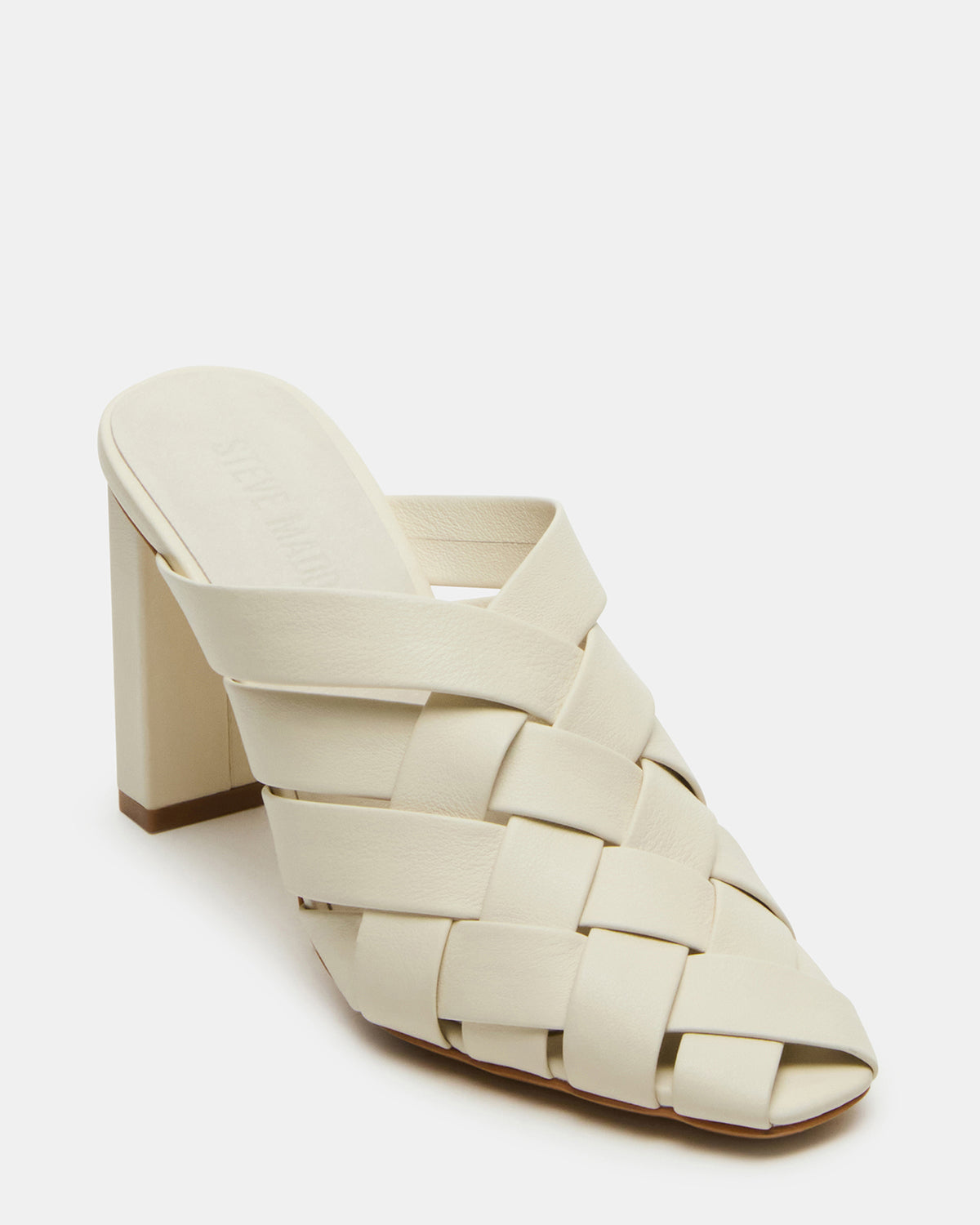 NAKITA White Square-Toe Woven Mule Women's Heel | Steve Madden near me