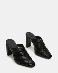 NAKITA Black Square-Toe Woven Mule Women's Heel | Steve Madden discount