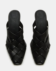 NAKITA Black Square-Toe Woven Mule Women's Heel | Steve Madden discount