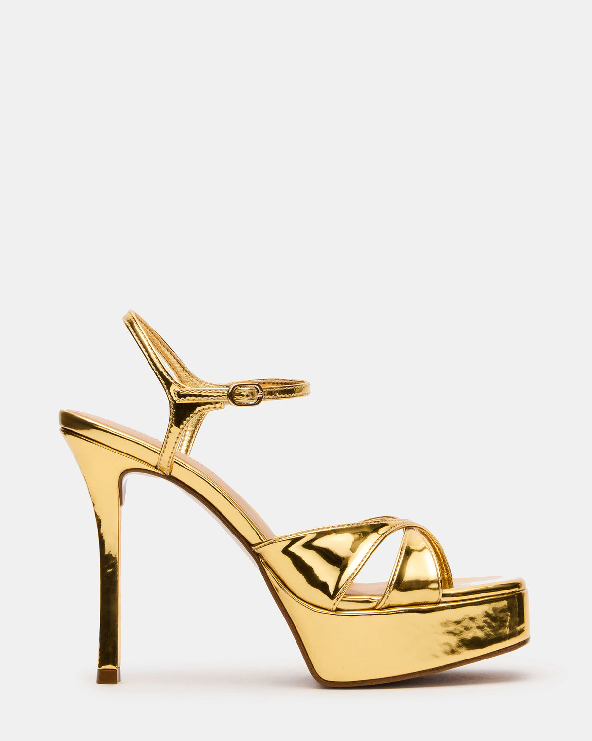SCARLET Gold Square-Toe Strappy Platform Women's Heel | Steve Madden near me