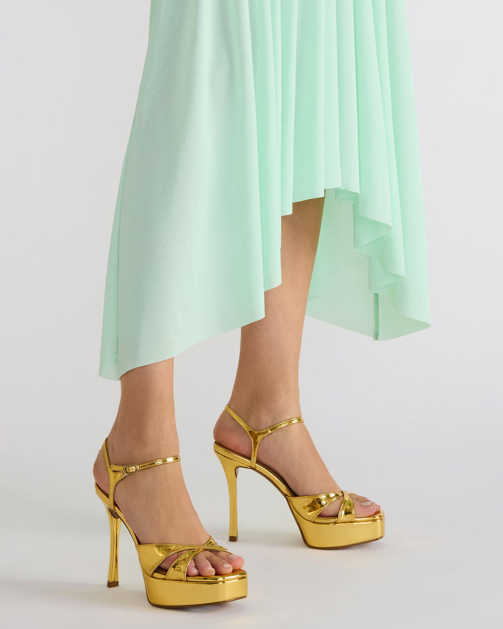 SCARLET Gold Square-Toe Strappy Platform Women's Heel | Steve Madden near me