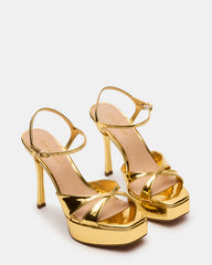 SCARLET Gold Square-Toe Strappy Platform Women's Heel | Steve Madden near me