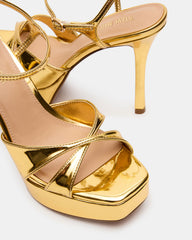 SCARLET Gold Square-Toe Strappy Platform Women's Heel | Steve Madden near me