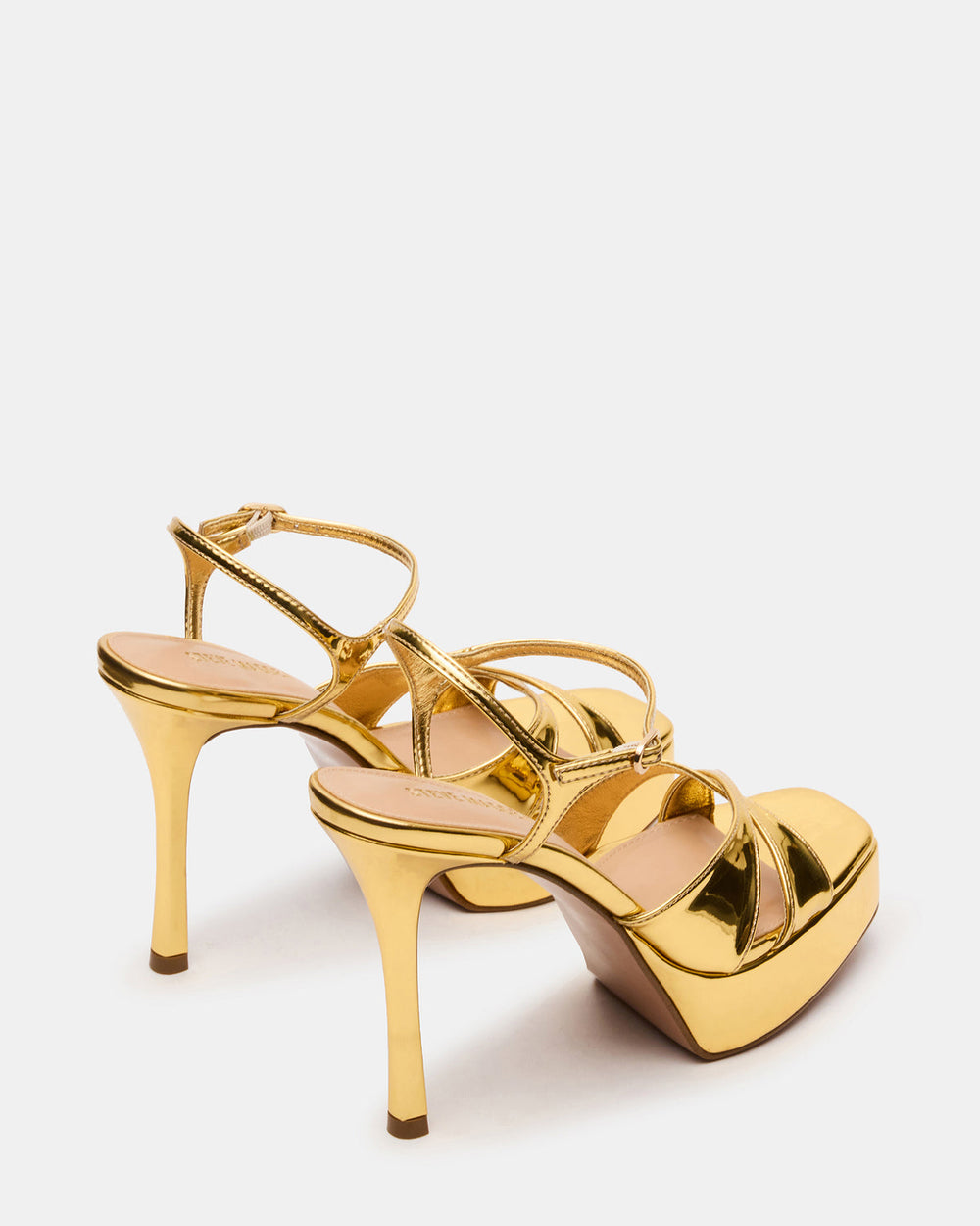 SCARLET Gold Square-Toe Strappy Platform Women's Heel | Steve Madden near me