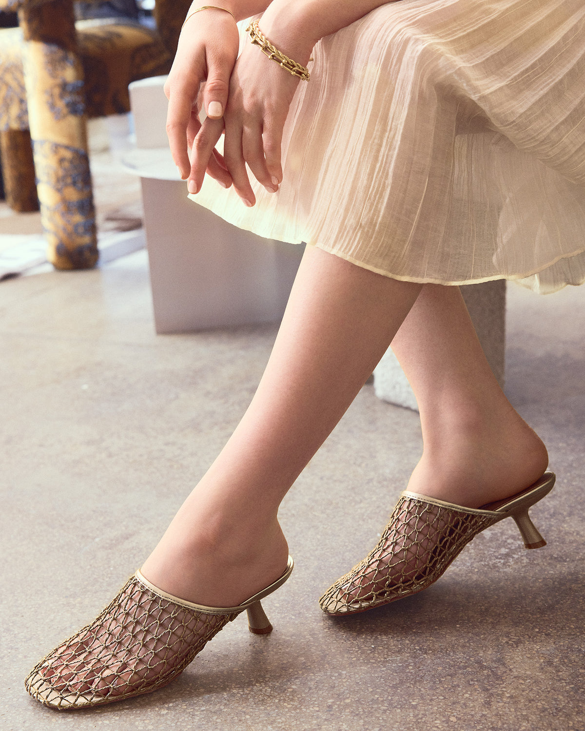 XRAY Gold Women's Caged Net Mule Heel | Steve Madden outlet