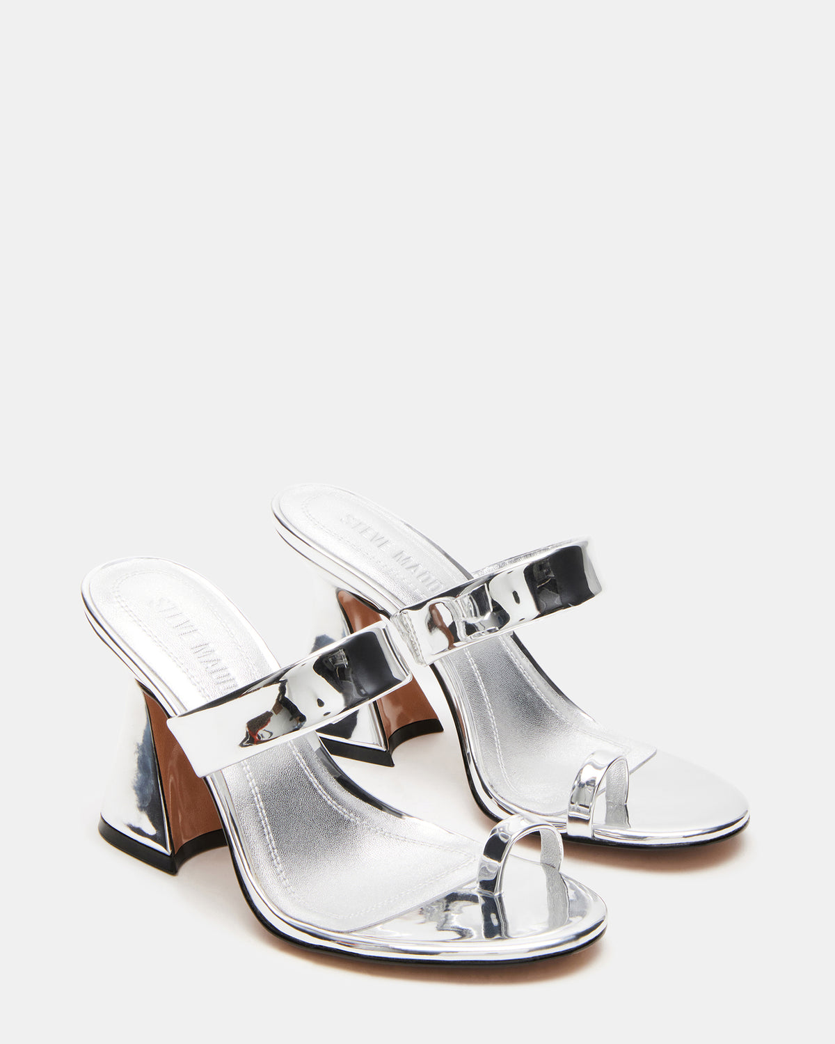 RENIE Silver Women's Open Toe Mule Heel | Steve Madden Sale