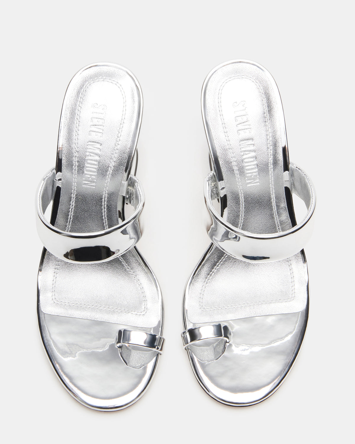 RENIE Silver Women's Open Toe Mule Heel | Steve Madden Sale